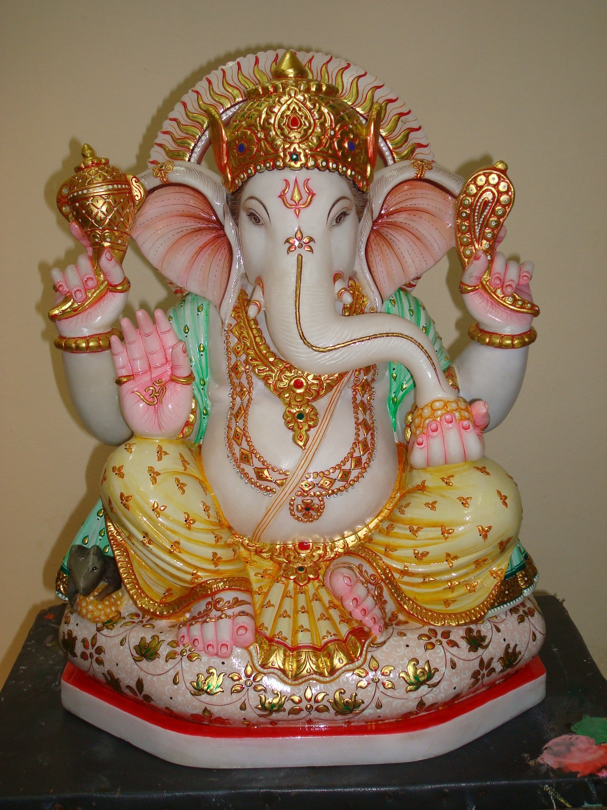 Painting Muliticolour Marble Ganesha Statues