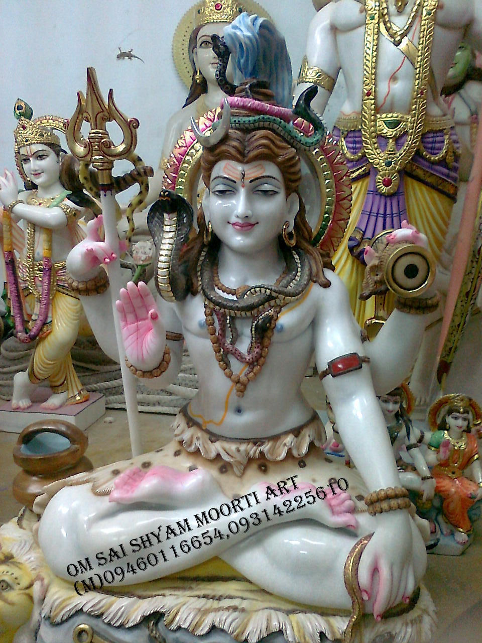 Polishing Marble White Shiva Statue