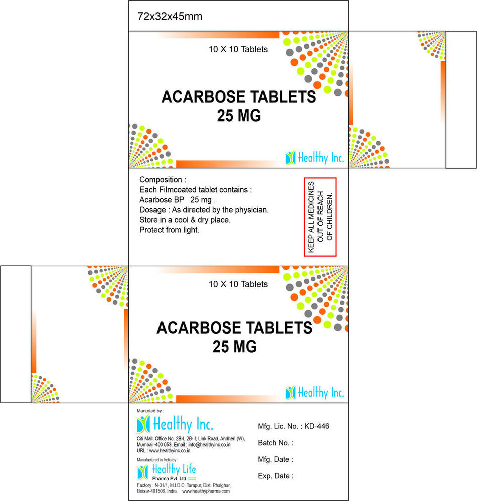 Acarbose Tablets - 25 mg & 50 mg Film-Coated | Recommended For Doctors, Store Below 30 Degrees