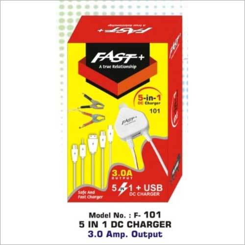 Fast+ F-101 5 In 1 DC Charger - Plastic, Single Port Input Voltage 240V, 50Hz, Type-C, Micro USB, Nokia 3.5mm, Mini USB - White, 1 Year Warranty