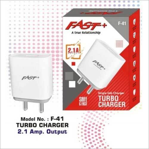 Fast+ F-41 USB Turbo Charger - Plastic Body, 240 V Input Voltage, 2.1 A Current | White Color, 1 Year Warranty