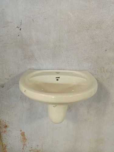 Pedestal Wash Basin - Ceramic, 450x350mm, Off-white | Glossy Finish, 15kg, 1-Year Warranty, Designed to Minimize Water Spillage