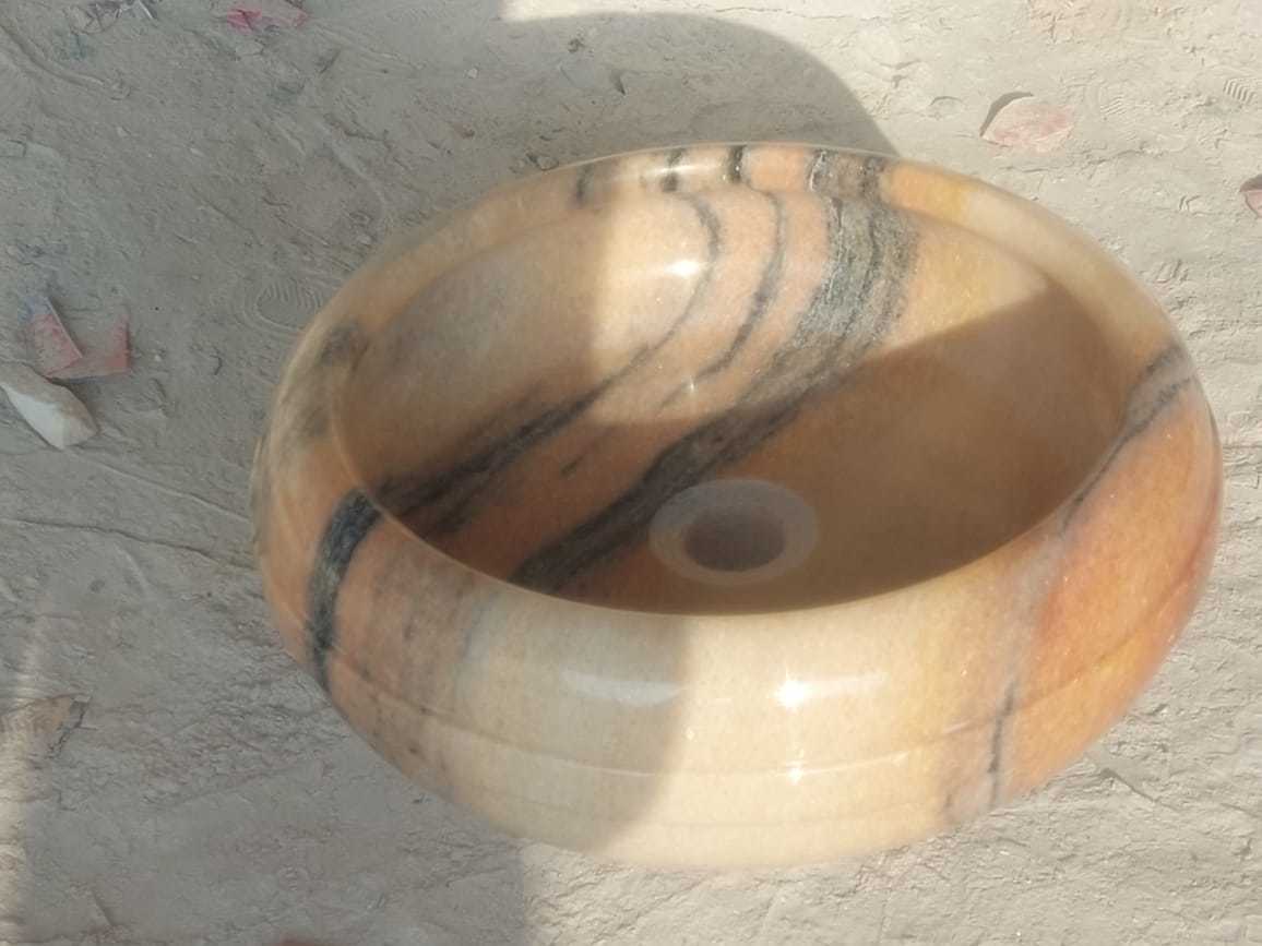 Marble Wash Basin - 16x16x30 Inches | White Polished Round Pedestal Design, 30 Kg Weight