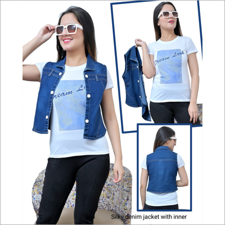 Silky Denim Jacket With Inner