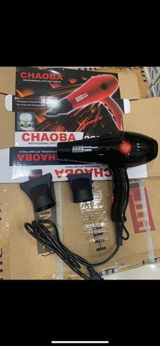Chaoba Hair Dryer 2000 Watts - Plastic, 320 G , Black | 2 Speed Settings, Dual Heat Modes, Fast Drying, Compact Design, Cool Shot Function