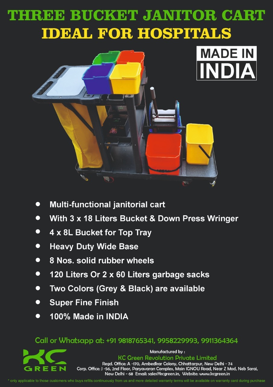 Janitorial Cart With Triple Bucket Mopping System Application: Floor Cleaning And Room Cleaning