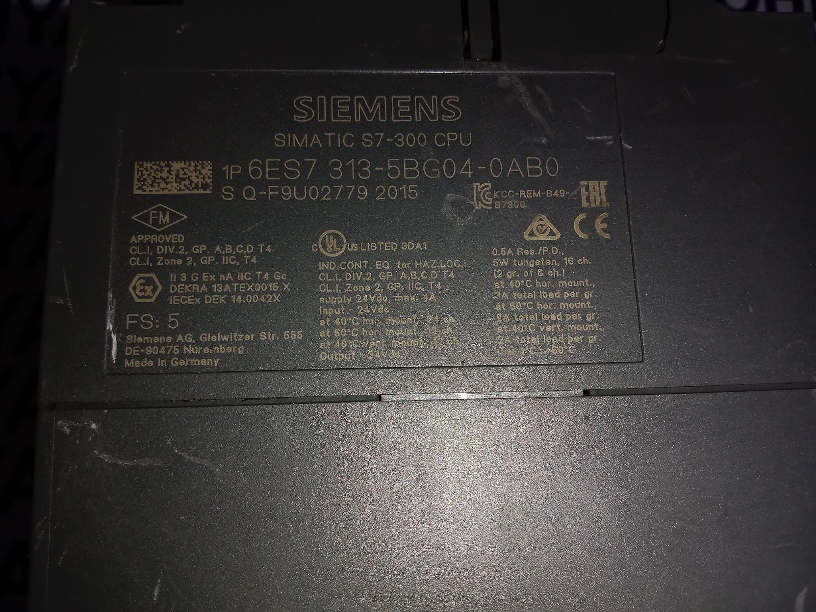 Siemens Cpu Module 6es7 313-5bg04-0ab0