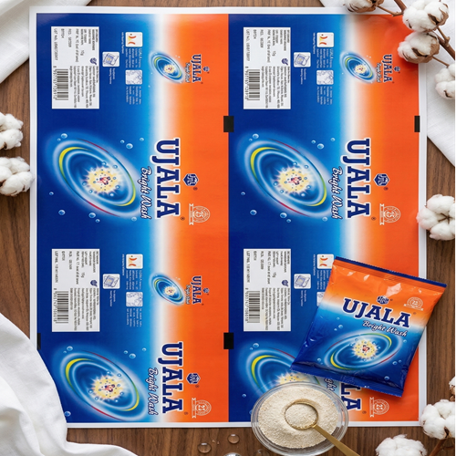 Detergent Pouches - Color: Multicolor (Predominantly Blue And White With Colored Print)