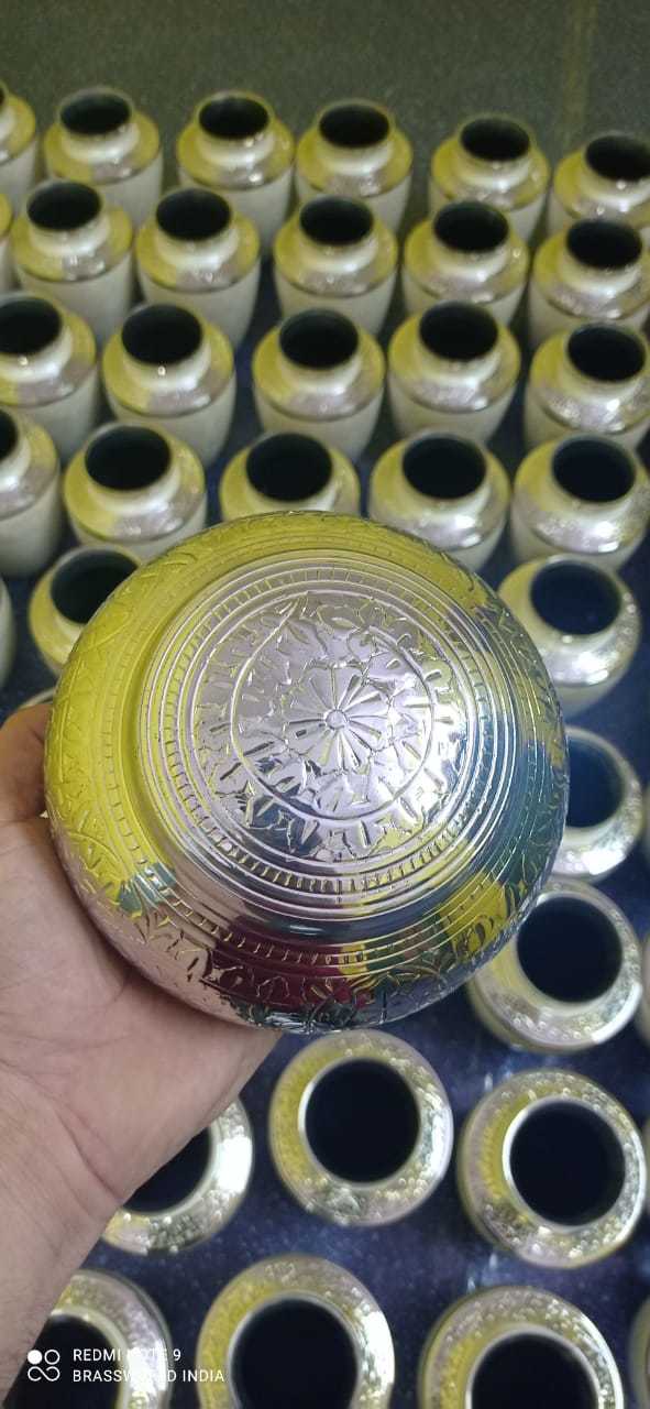 Brass Nickel Plated Full Engraved Brass Odyssey Cremation Urn