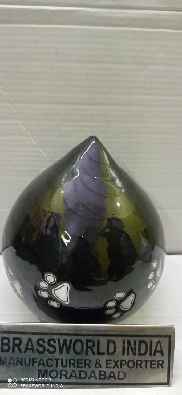 Aluminium Black And White Pet Paw Tear Drop Urn Funeral Supplies