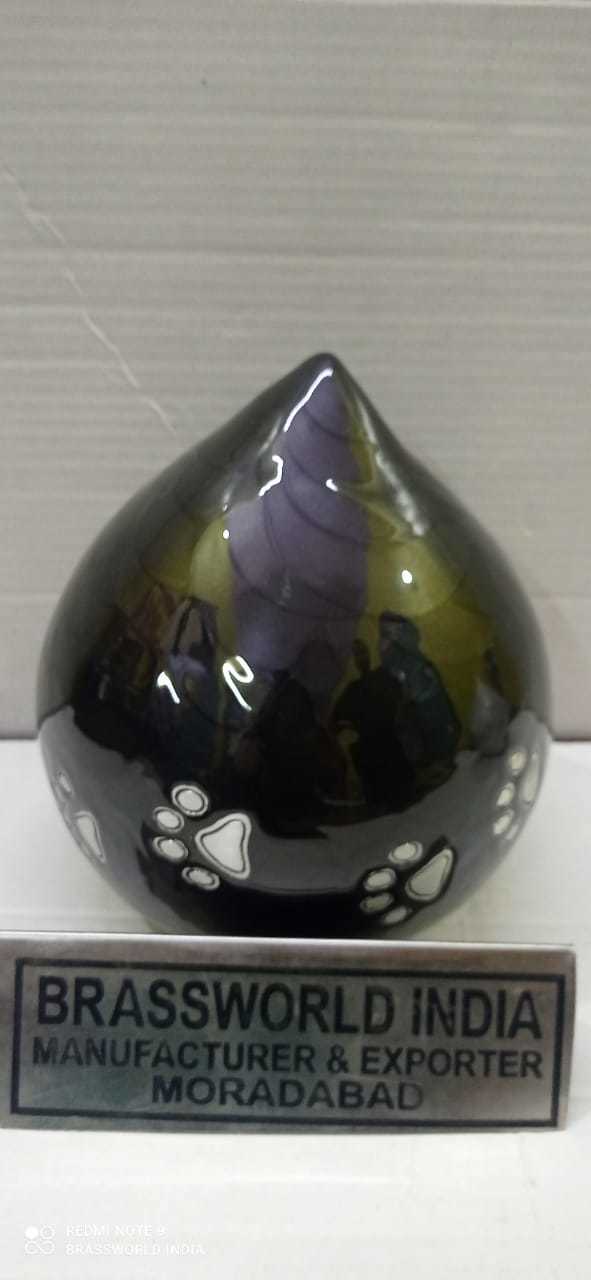 Aluminium Black And White Pet Paw Tear Drop Urn Funeral Supplies