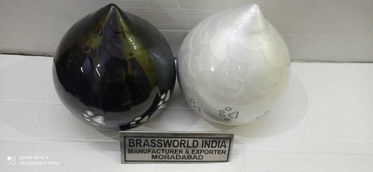 Aluminium Black And White Pet Paw Tear Drop Urn Funeral Supplies