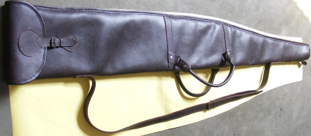 Black Leather Gun Cover 130cm Fur Lined - Color: Brown
