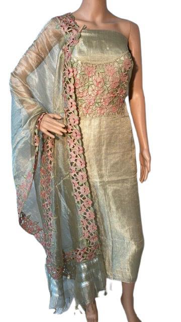 Ladies Pure Silk Kurti With Dupatta Set - 2.5 Meter Tussar Silk, Copper & Off-white Colors, Customized Fit