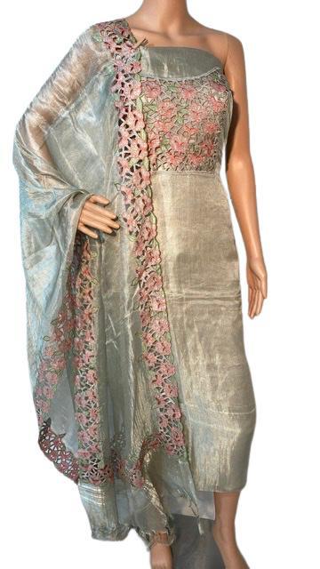 Ladies Pure Silk Kurti With Dupatta Set - 2.5 Meter Tussar Silk, Copper & Off-white Colors, Customized Fit