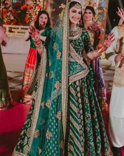 Bridal Lehenga - Multi Size XS to XXXL, Green Embroidered Design | Trendy Dry Clean Only, All Season Ethnic Wear