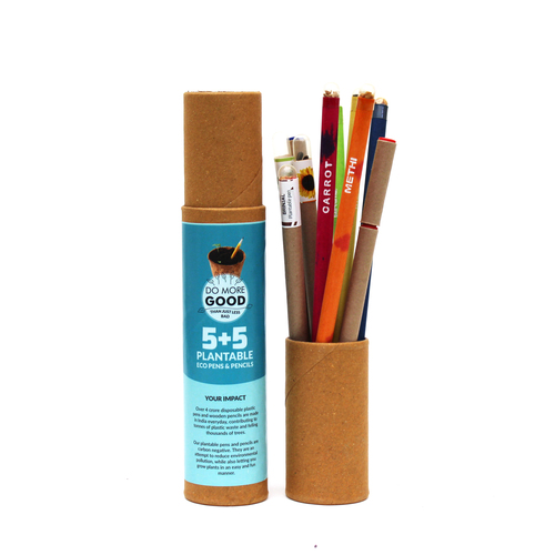 Bioq प्लांटेबल इको फ्रेंडली सीड पेन सीड पेंसिल कॉम्बो बॉक्स (5 पेन और 5 पेंसिल)