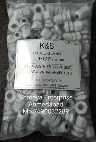 Gland Pg7 - Brass, PG7 Size, Grey/Black Color | Leak-Proof, Flame-Proof, IP55 Protection for Textile, Packaging, Pharma, Automation