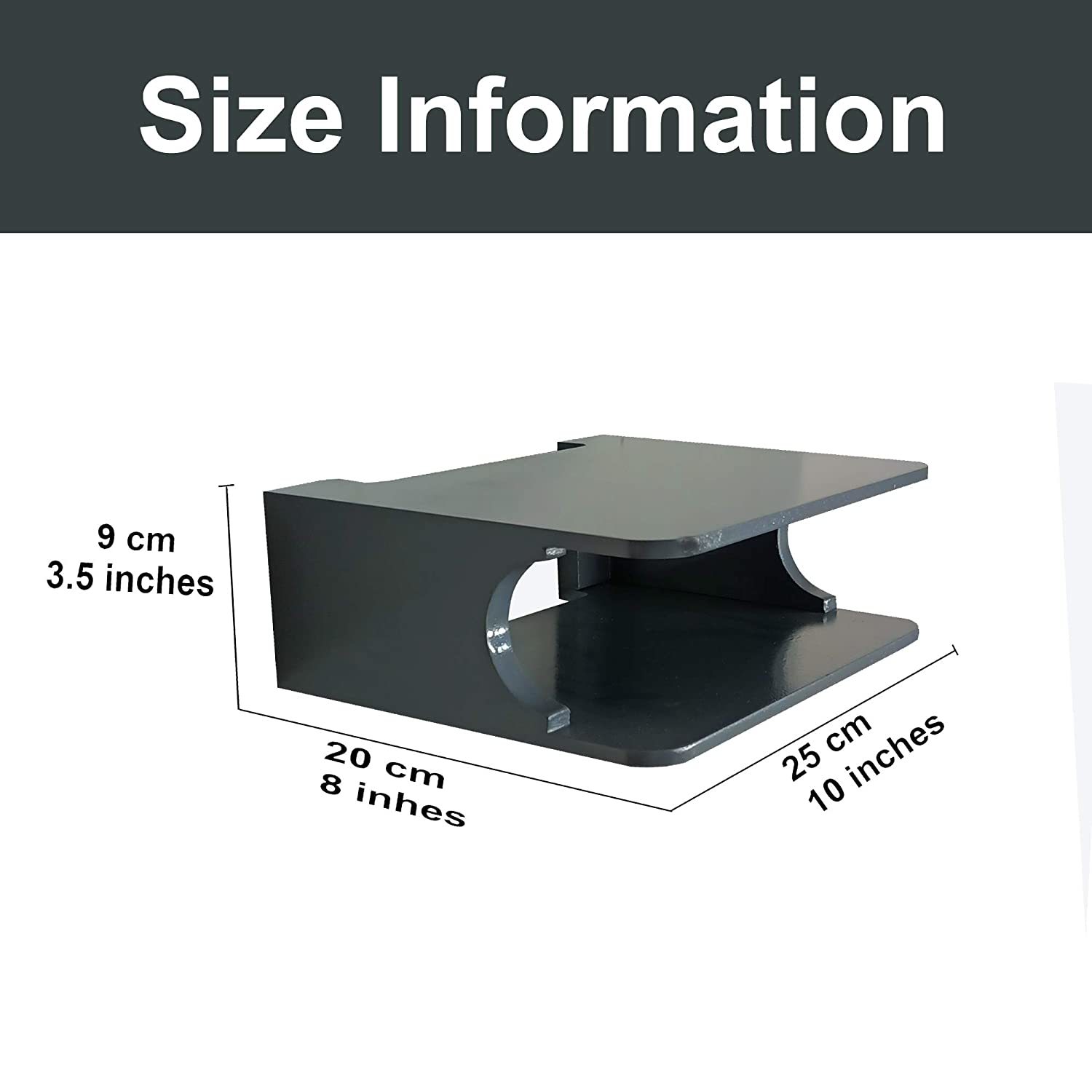 Wall Mounted Set Top Box And Wireless Wifi Router Stand - Mdf 20x8.9x18.3 Cm Grey | Features 1 Door Cabinet 1 Shelf Perfect For Home Or Office