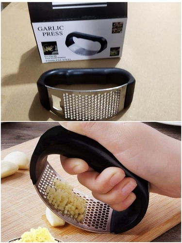 Garlic Press - Stainless Steel | Ergonomic Rocking Design, Fast and Easy Crushing, Easy to Clean, Ideal for Small Hands