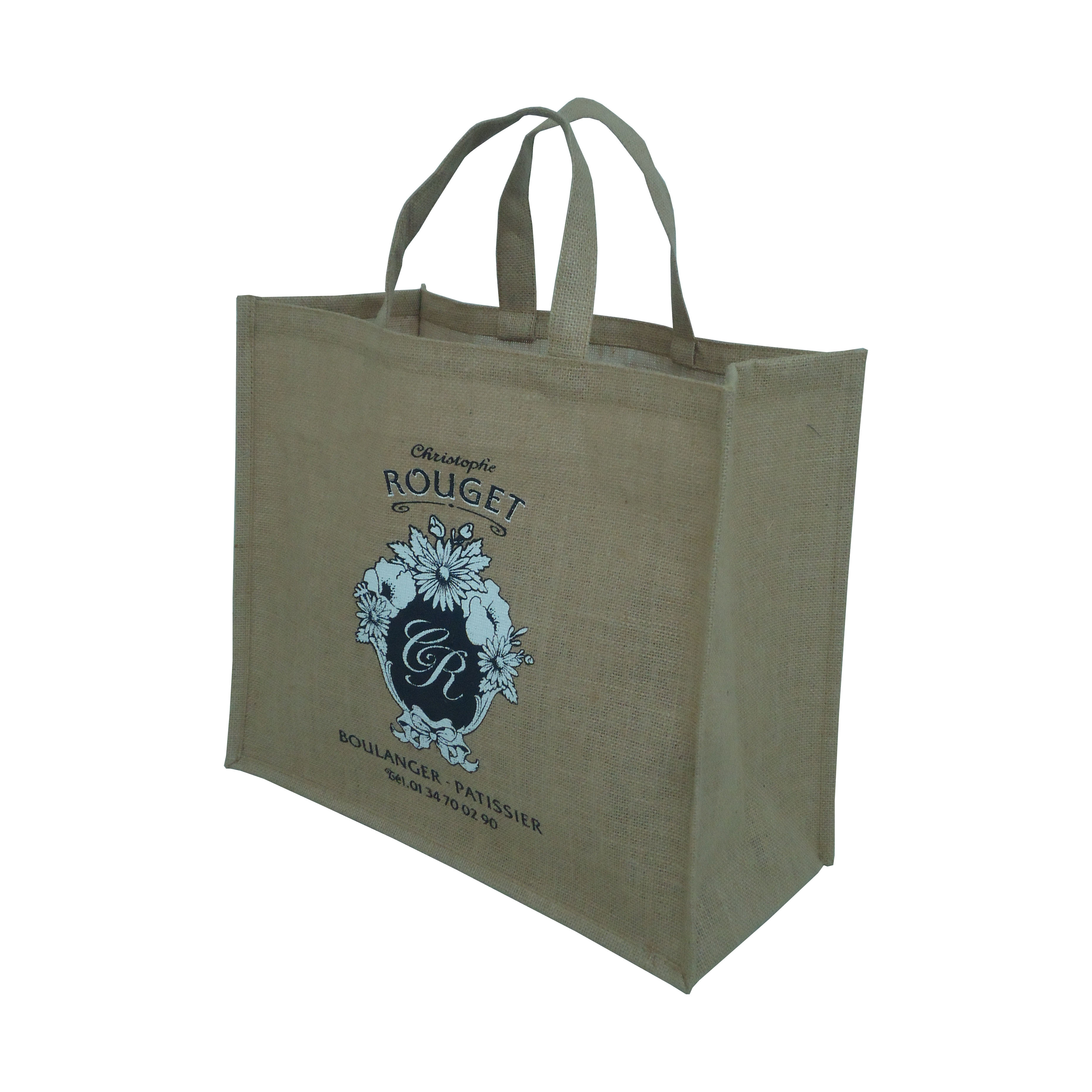 Customized Pp Laminated Jute Tote Bag With Jute Handle