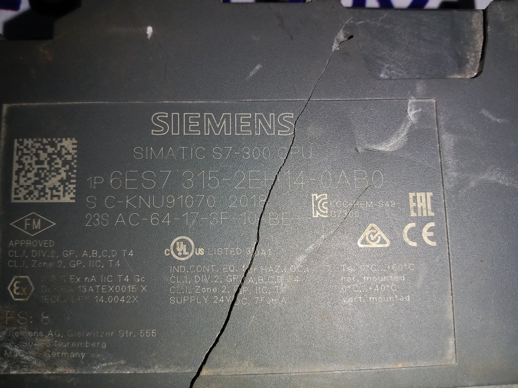 Siemens Cpu Module 6es7 315-2eh14-0ab0