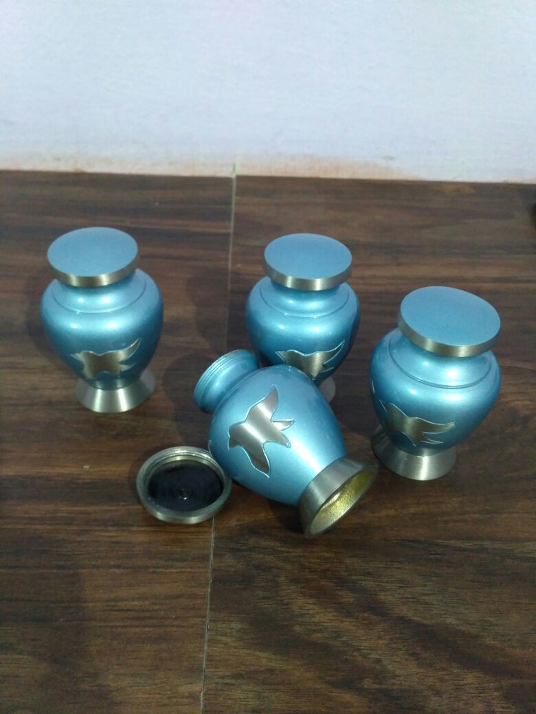 Brass Three Types Of Blue Keepsake Cremation Urn Funeral Supplies