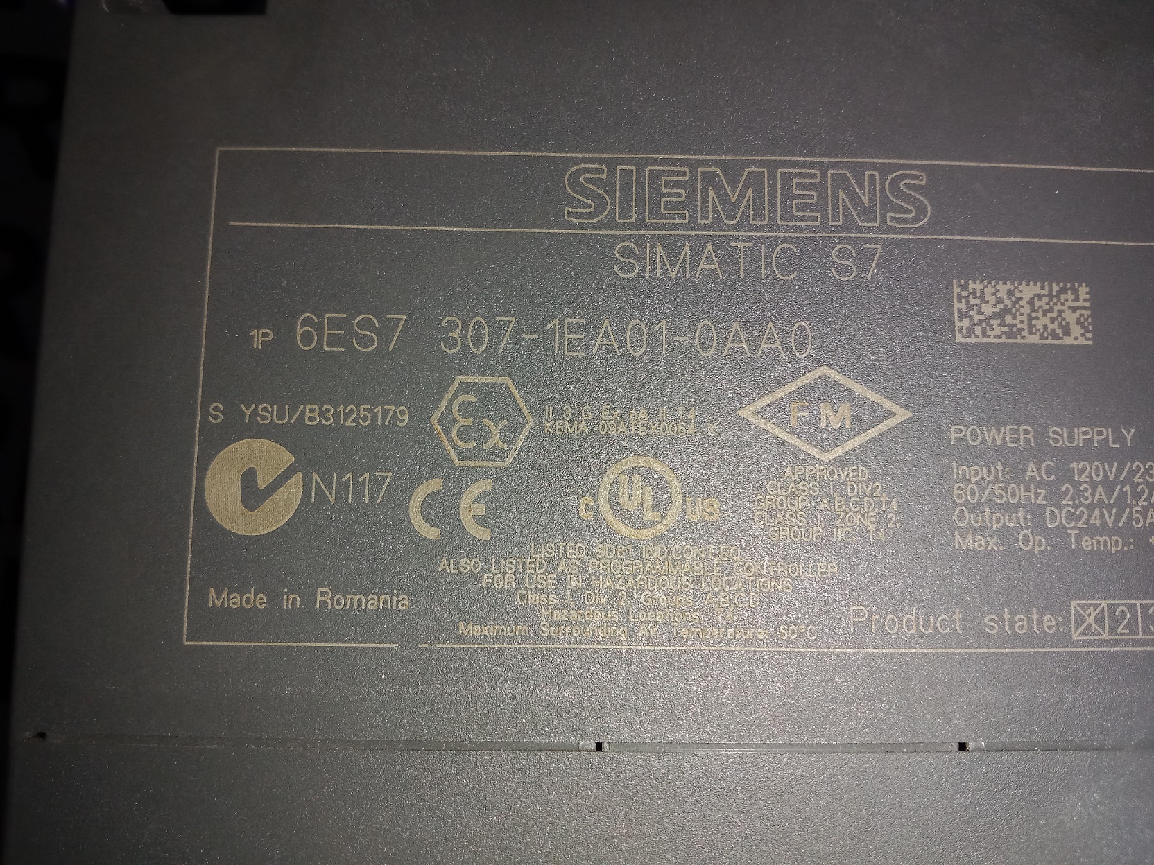 Siemens Power Supply 6es7 307-1ea01-0aa0