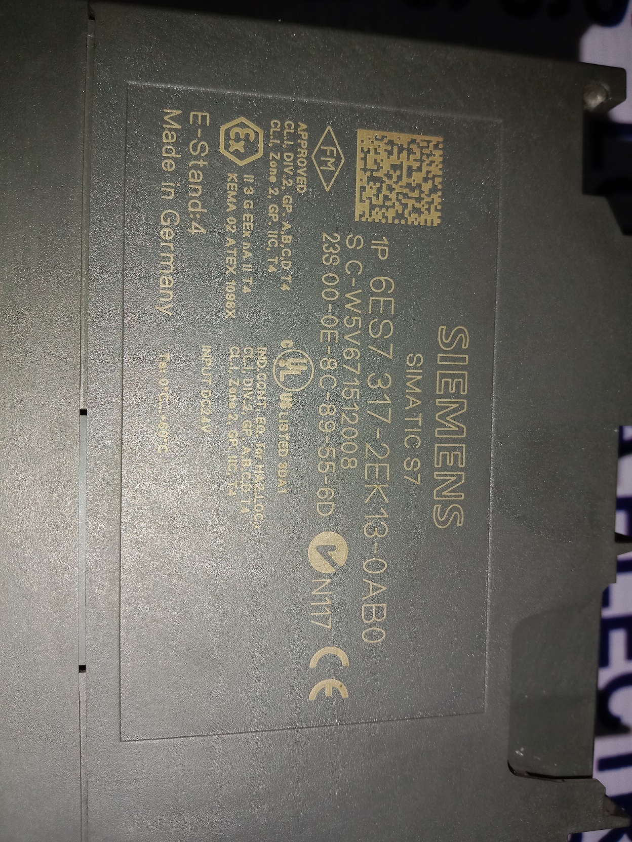 Siemens Cpu Module 6es7 317-0ek13-0ab0