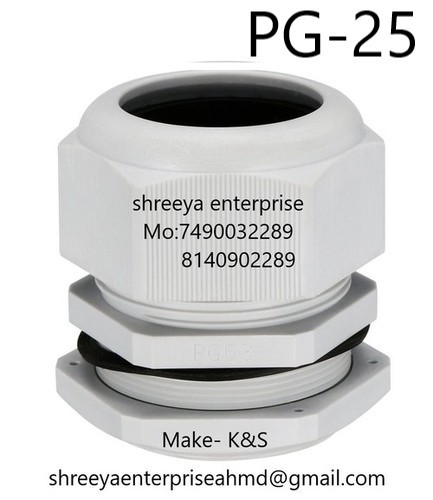 Gland PG25 - Nylon/PVC, 25 Millimeter (mm) Size, Gray/Black Color, Leak Proof and Flameproof, Ideal for Textile/Packaging/Pharma Industries Automation