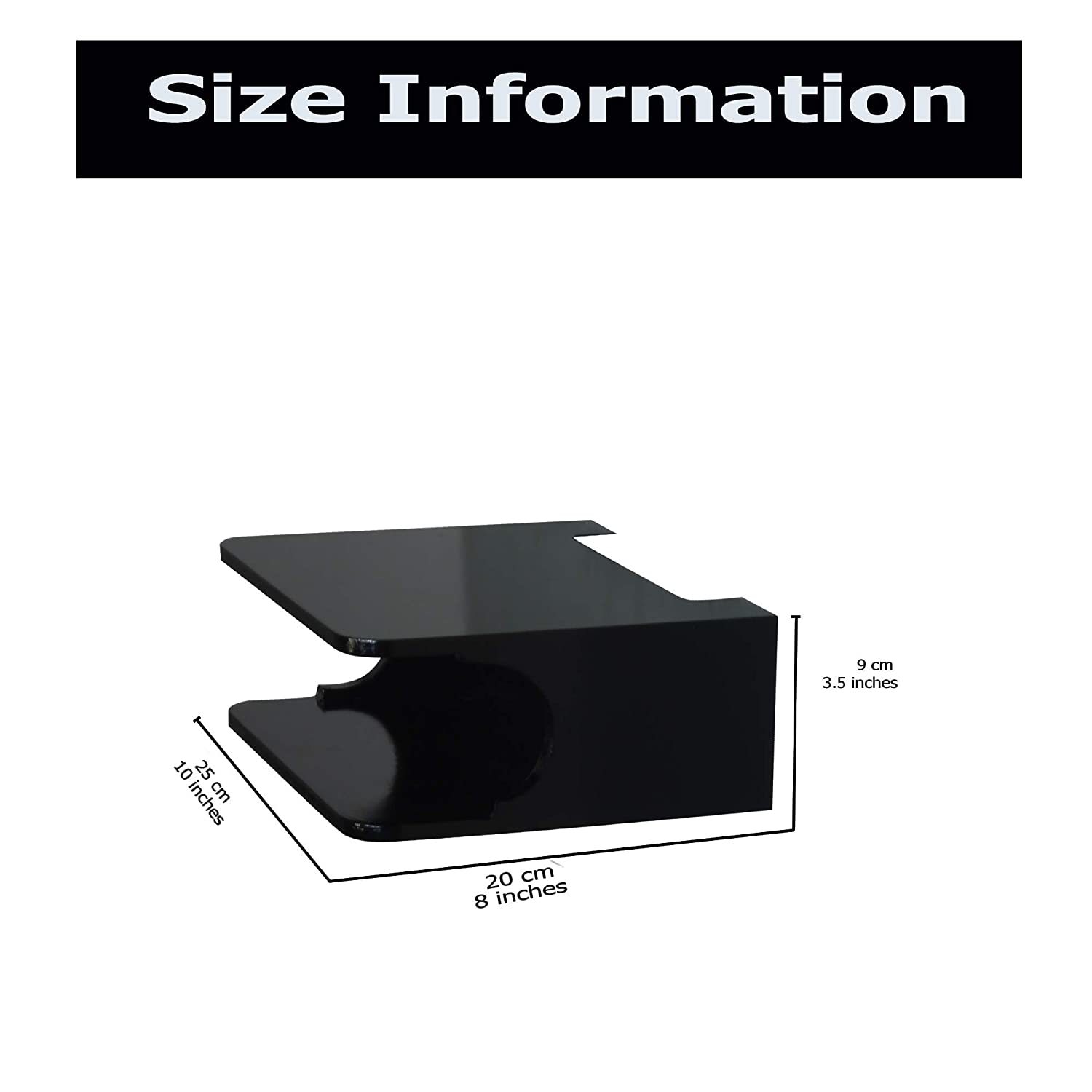 Set Top Box - Mdf, 20x8.9x18.3 Cm, Black | Stylish Wall Mounted Wifi Router Holder, 1 Door Cabinet, 1 Shelf, Modern Design Storage Solution
