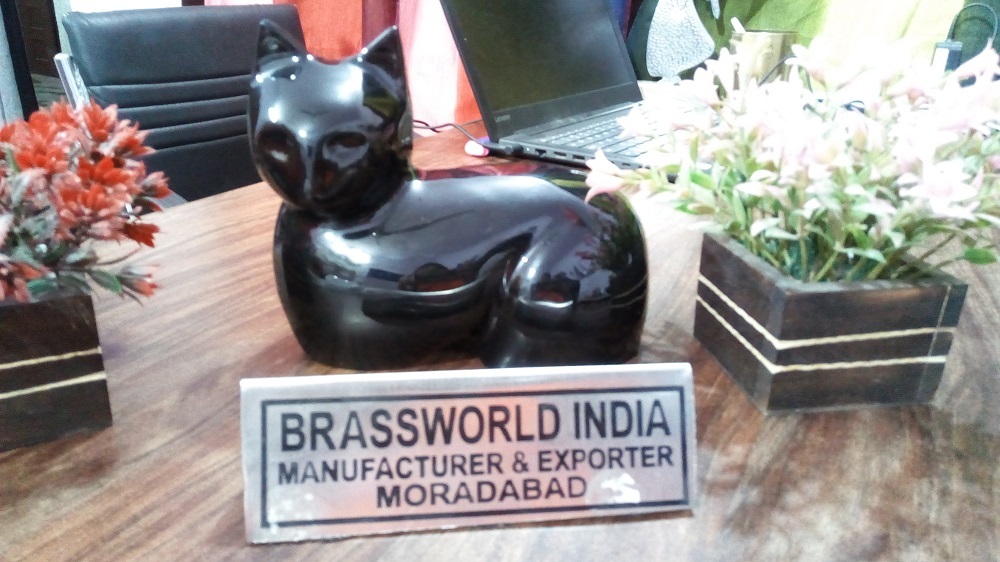 Brass Dual Cat Sitting Cremation Urn Funeral Supplies