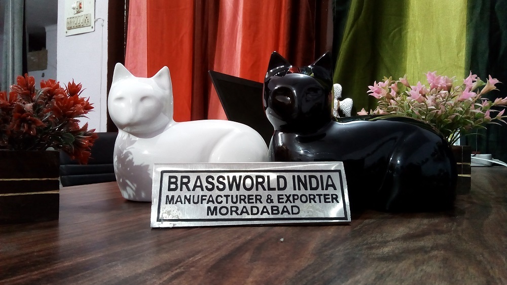 Brass Dual Cat Sitting Cremation Urn Funeral Supplies