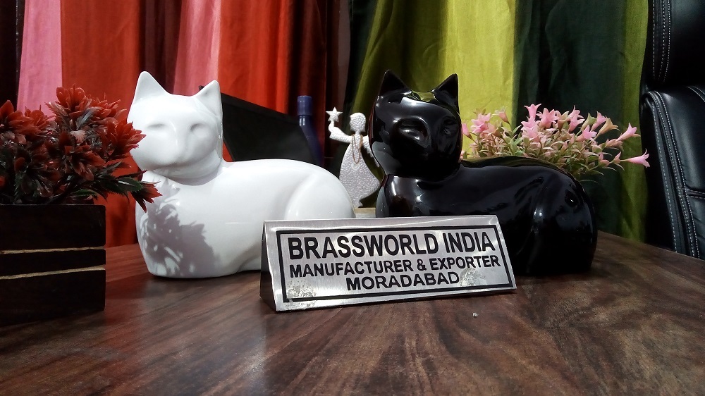 Brass Dual Cat Sitting Cremation Urn Funeral Supplies