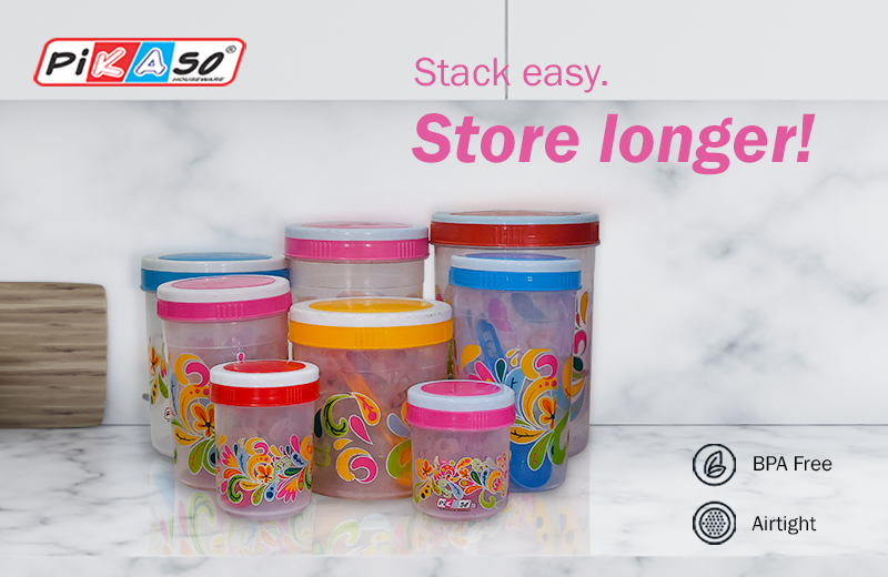 Cozy Dc 300 Container (3 Pc Set) - Polypropylene, 80x80x85 Mm, Red, Blue, Yellow, Pink | Eco-friendly, Leak Proof, Air Tight, Round Shape, Sanitary