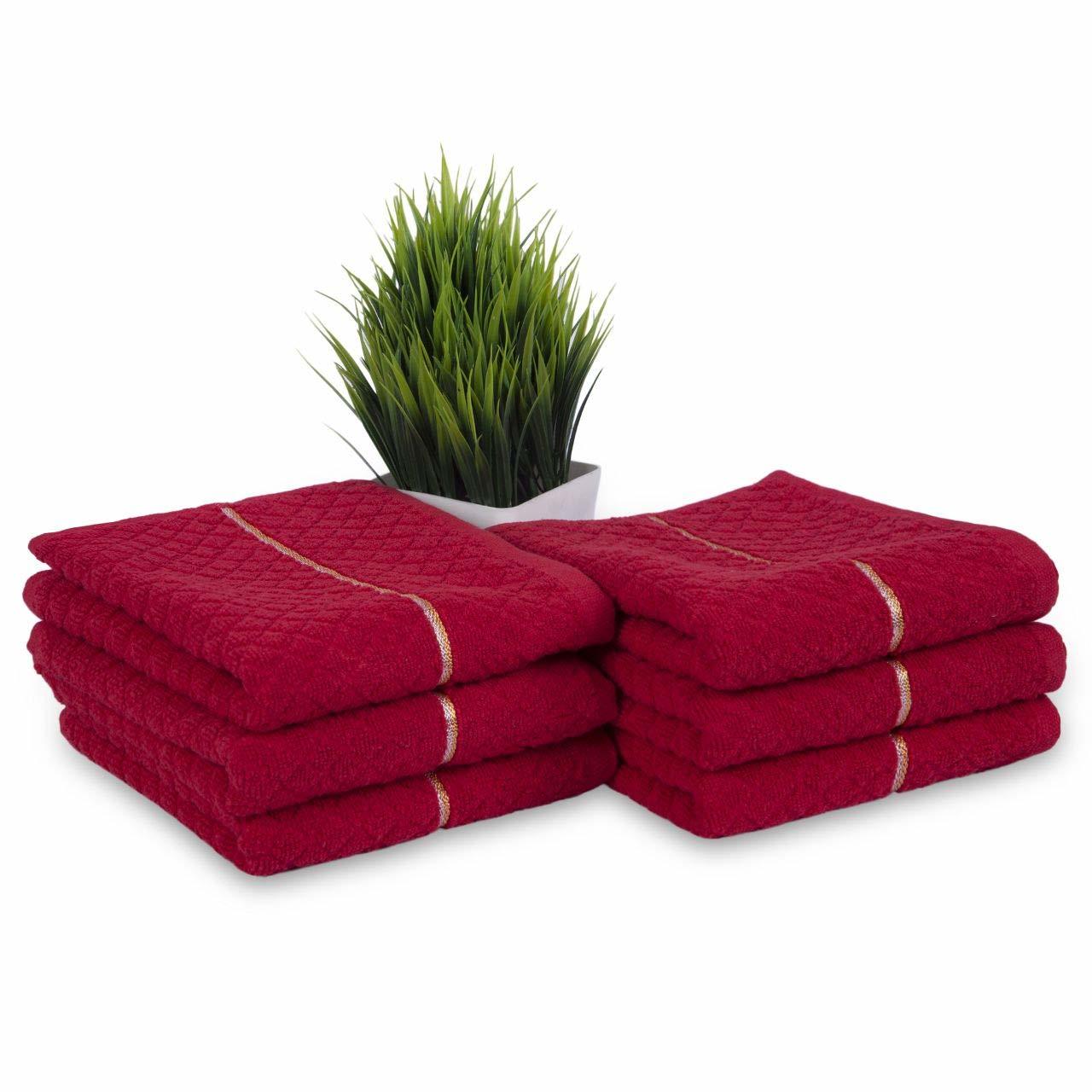 Divine Overseas Cotton Kitchen Towel - 100% Cotton Red Color | Quick Dry Soft Touch Water Absorbent Rectangle Shape