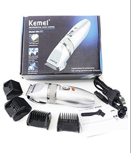 Kemei Hair Trimmer (KM-27C) - Stainless Steel Blade, Trimming Range 0.8 to 12 mm, Color White | Professional Use for Boys and Men, Corded, Heavy Duty, Maintenance Free