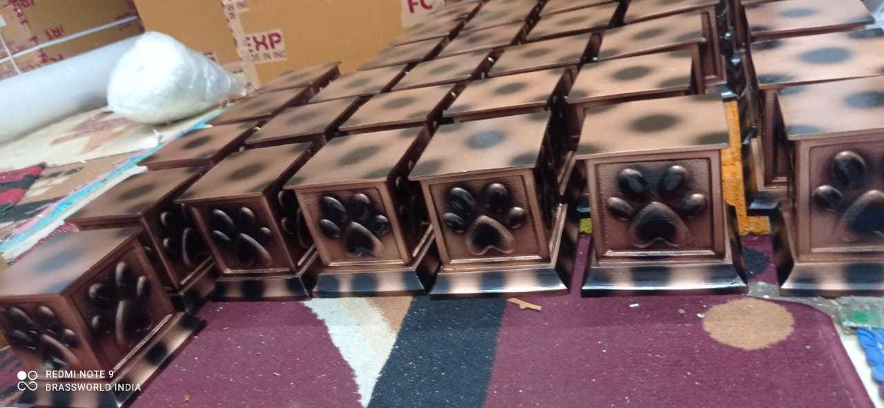Brass Standrad Quality Pet Paw Printed Brown Cremation Urn By Brassworld India