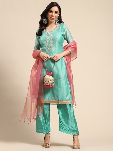 Aqua Green Salwar Suit Material