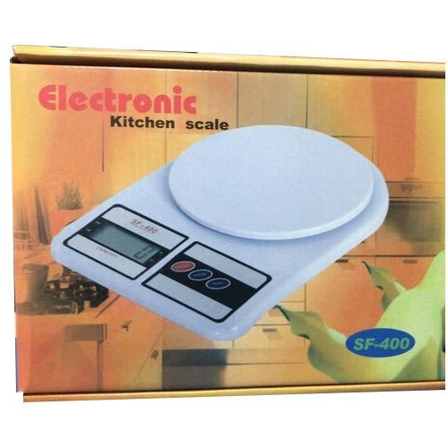 Kitchen Weight Scale Sf 400 - Plastic, 8x8 Inch Platter Size, Load Capacity 5 Kg, Accuracy 0.05% , Automatic Zero Reset & Low Battery Indicator