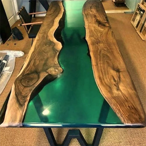 Wooden Epoxy Table Top River Shape