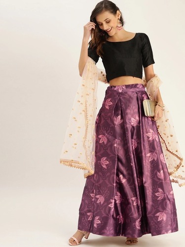 Purple Zari Satin Silk Trendy Lehenga Choli