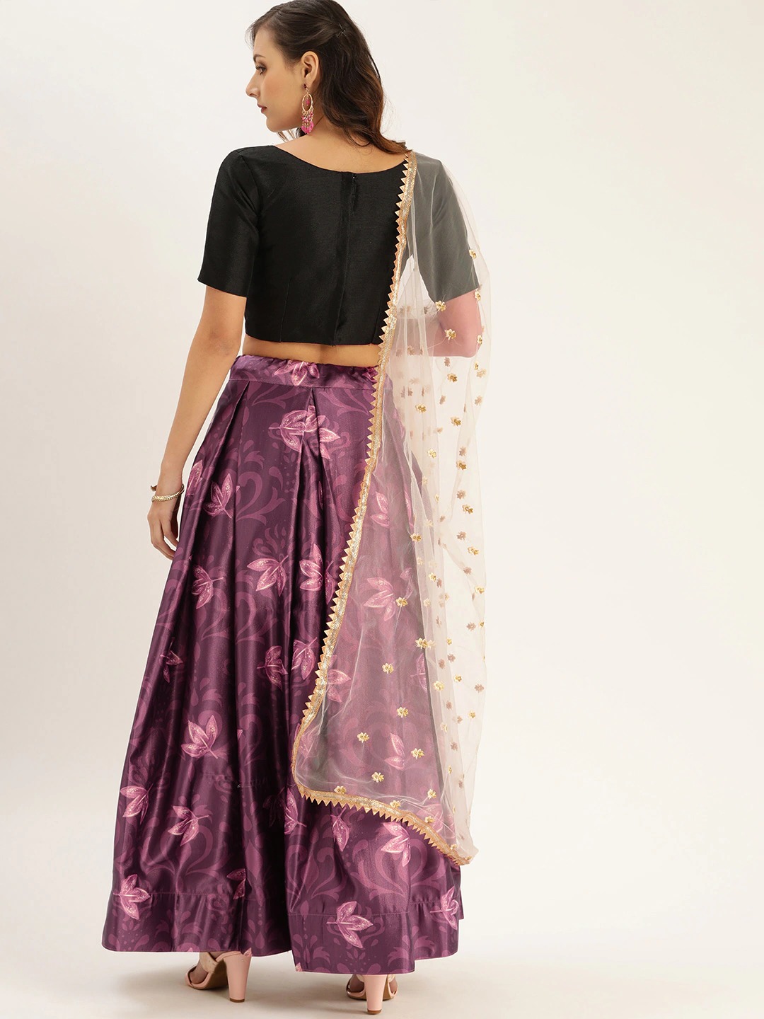 Purple Zari Satin Silk Trendy Lehenga Choli