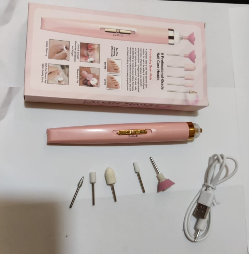 Flawless Salon Nails Rechargeable - Plastic, Length 39cm To 45cm , White Unit With 5 Precision Nail Heads For Household And Professional Use