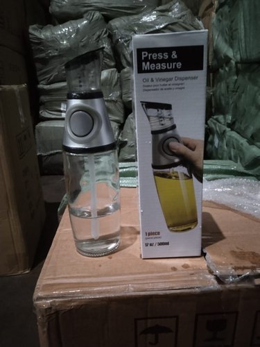 Oil And Vinegar Dispenser - Glass, 500ml | Flip Top Cap, Drip-free Spout, Dishwasher Safe, Controlled Dispensing With Marked Measurements
