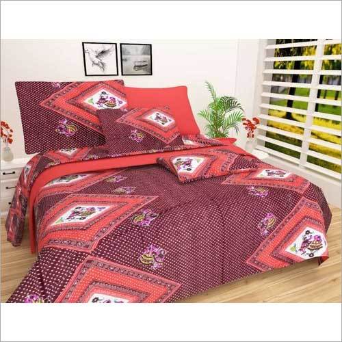Hand Block Printed Bed Sheets - Cotton Blend, Queen Size, Vibrant Colors With Elegant Embroidered Patterns
