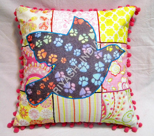 Bird Design Patchwork Cushion Cover