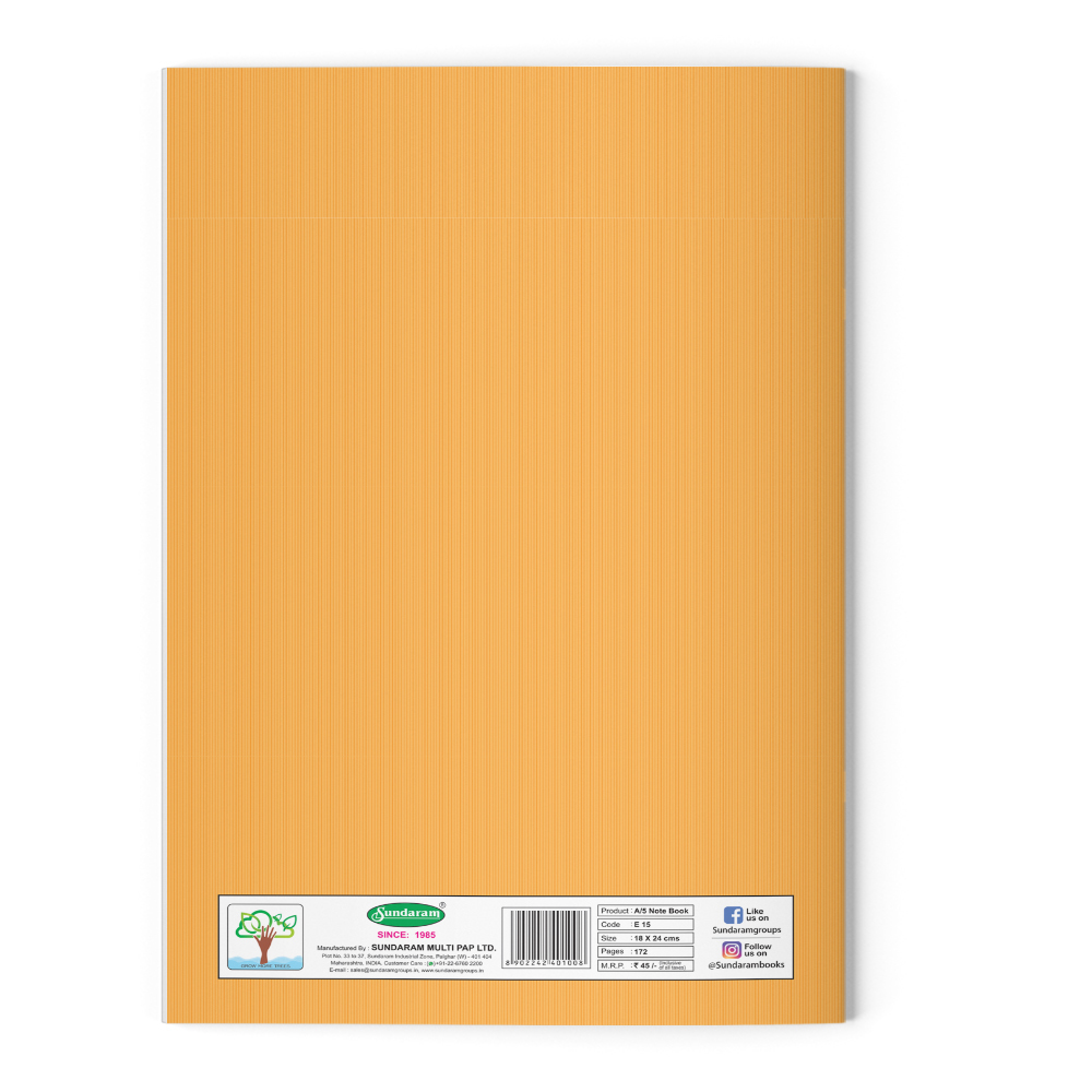 A5 Notebook - Paper, 18 X 24 Cm | Soft Cover, Center Pinning, Single Line Design For School And College Use