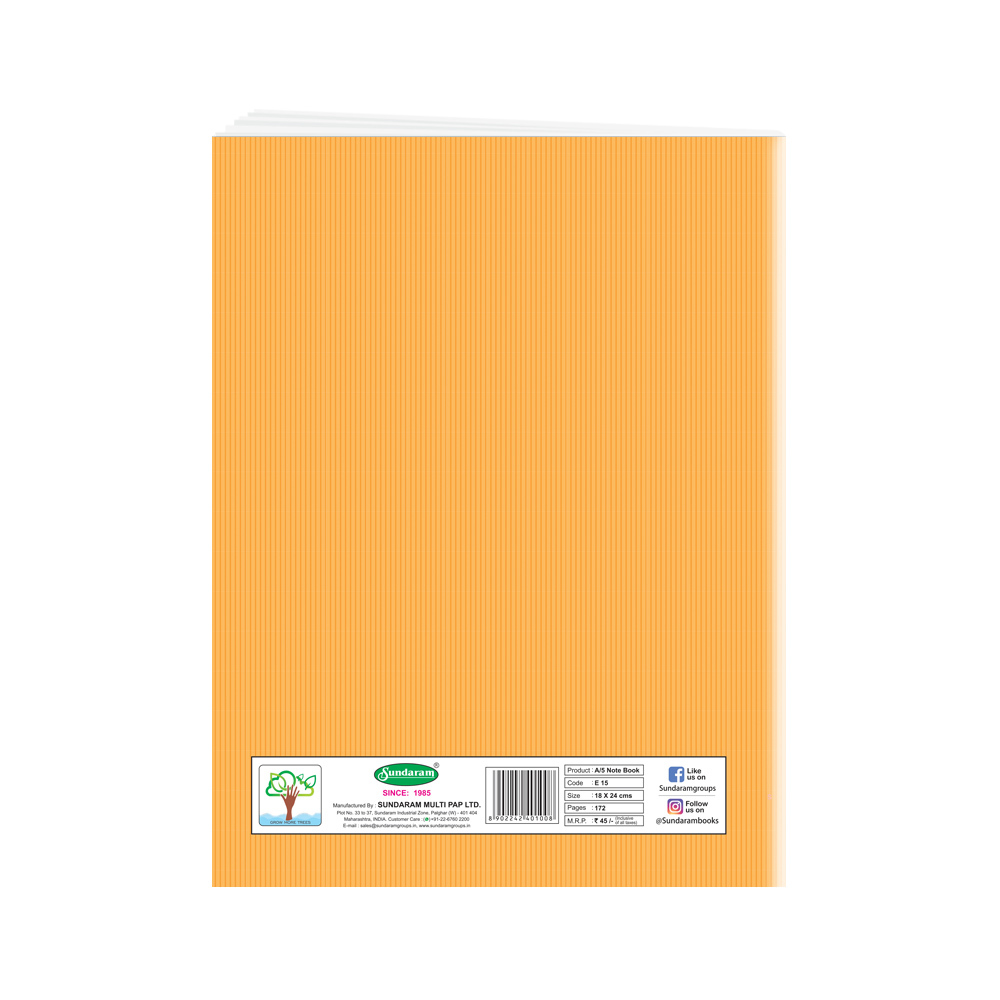 A5 Notebook - Paper, 18 X 24 Cm | Soft Cover, Center Pinning, Single Line Design For School And College Use