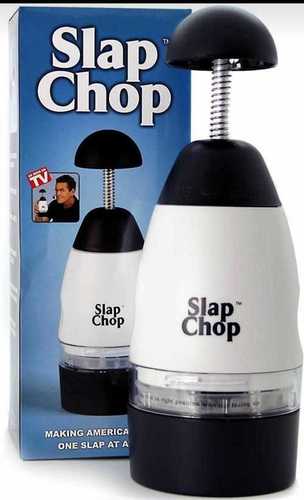 Slap Chopper - Stainless Steel, Large Cup Container | Manual Chopper for Garlic, Onions, Salads, Pizza Toppings, Easy to Clean Design